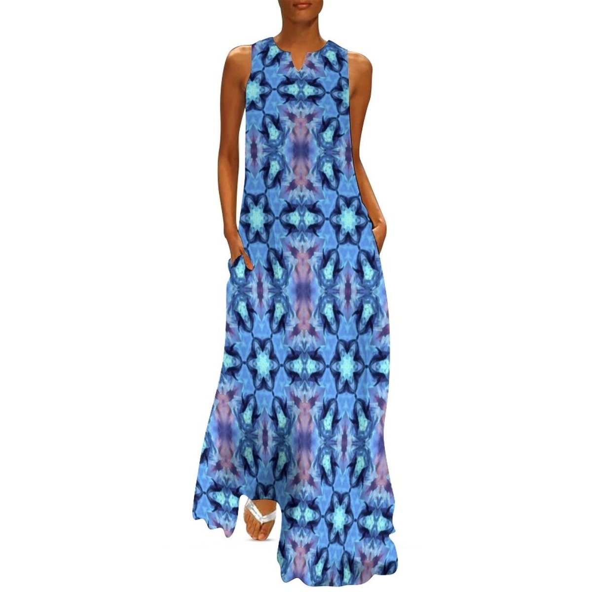 Robe Année 70 Hippie Bleue