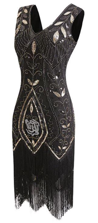 Robe Femme Années 20 Noire