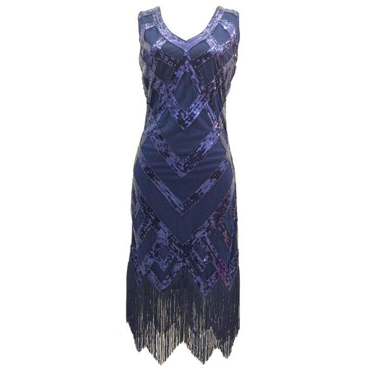 Robe Années 20 Vintage Bleu