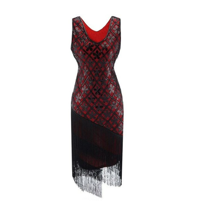 Robe Années 20 Vintage Grande Taille Rouge Noire