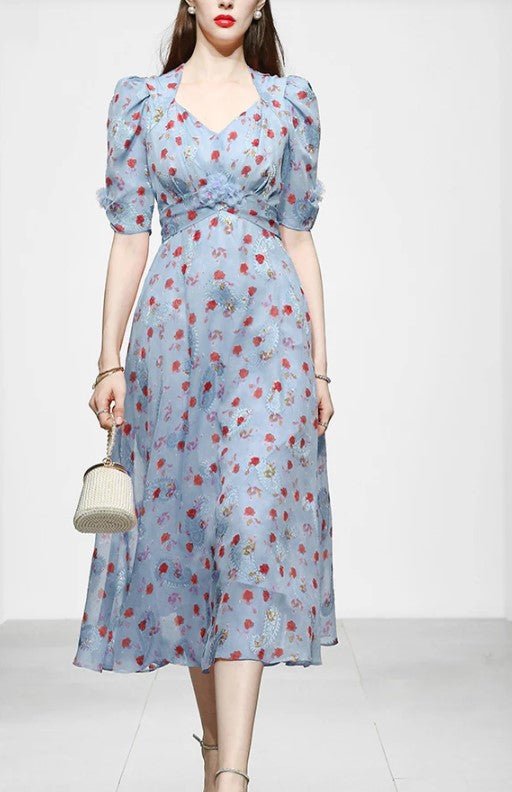 Robe Années 40 Bleu