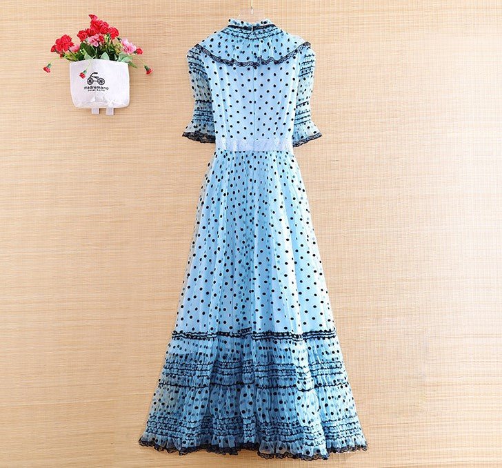 Robe Années 40 Bleu à Pois
