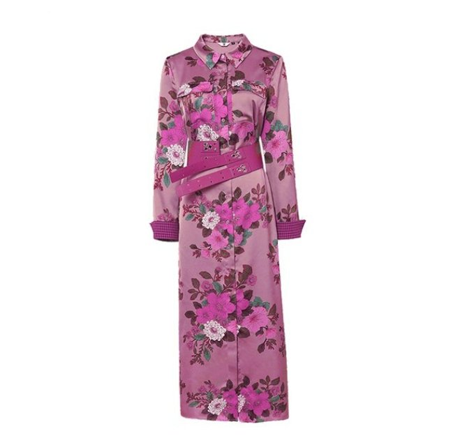 Robe Années 40 Col Montant Violet