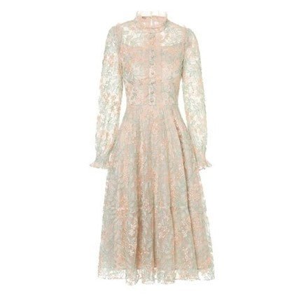 Robe Années 40 Dentelle Vintage Chic Gris
