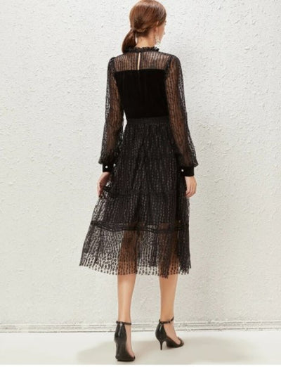 Robe Années 40 Dentelle Vintage Chic Noir
