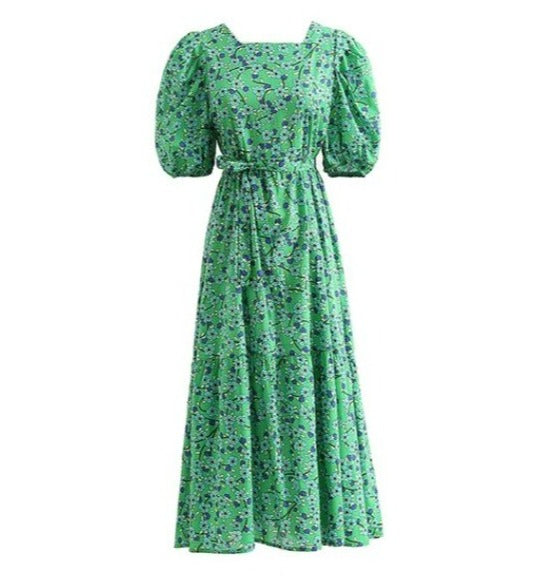 Robe Années 40 Fleurie Verte