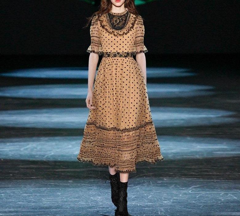 Robe Années 40 Jaune à Pois