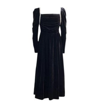 Robe Années 40 Noire Jupe Plissée