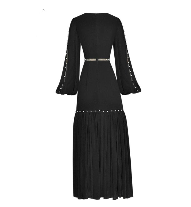 Robe Années 40 Noire Perles