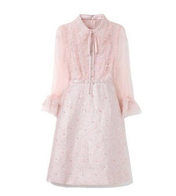 Robe Années 40 Perles Rose