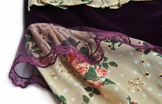 Robe Années 40 Velours Fleurs