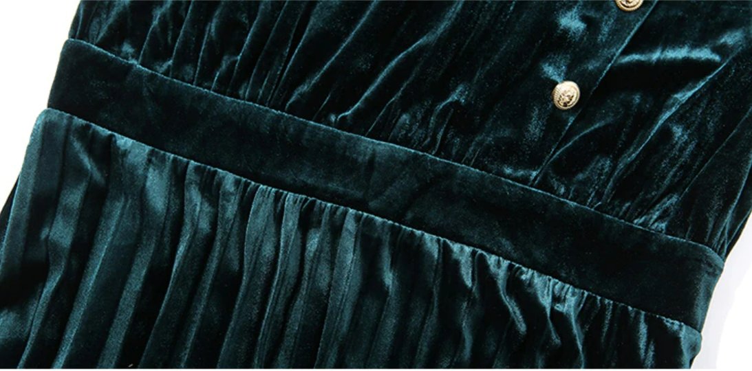 Robe Années 40 Velours Verte