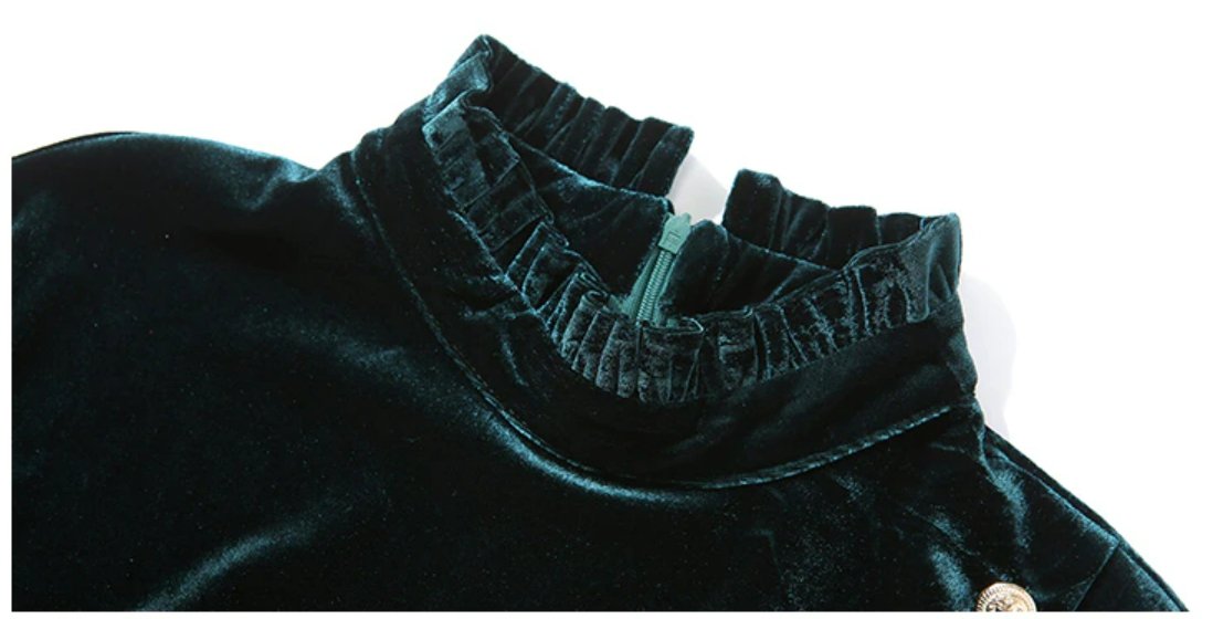 Robe Années 40 Velours Verte