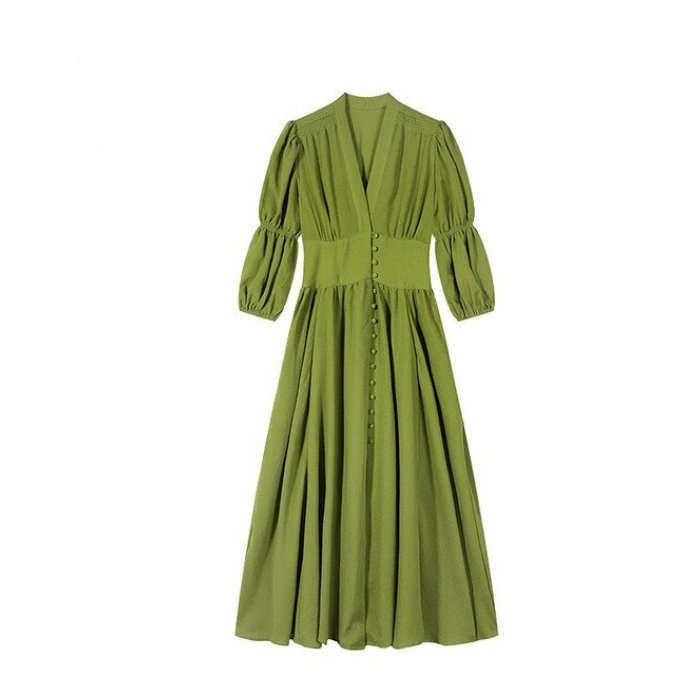 Robe Années 40 Verte Boutons