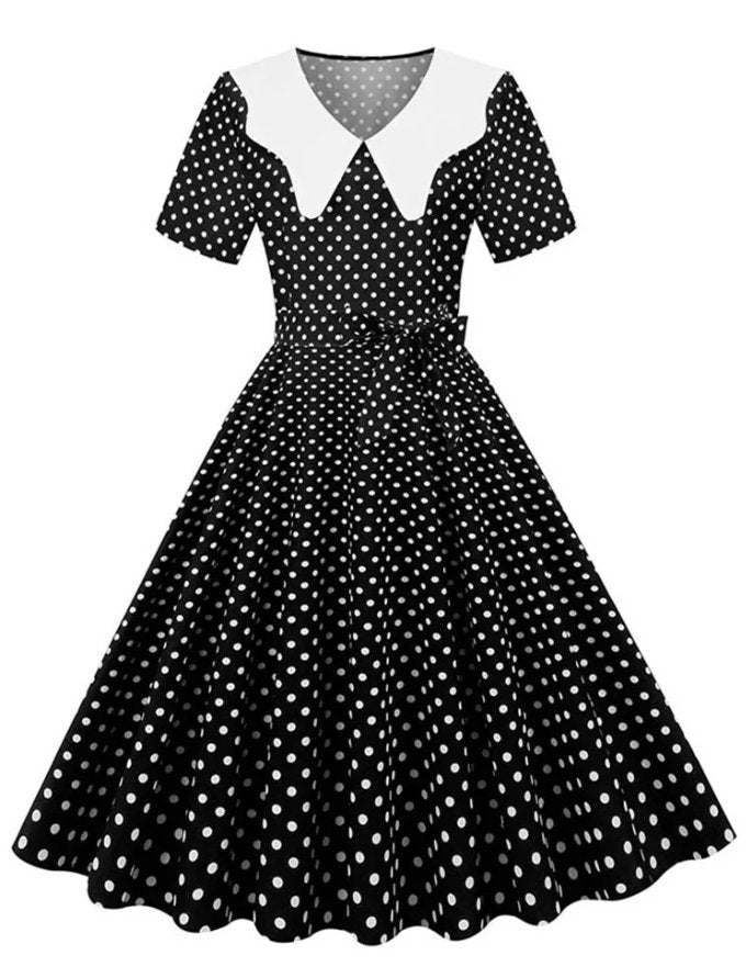 Robe Années 50 60 Noire et Blanche