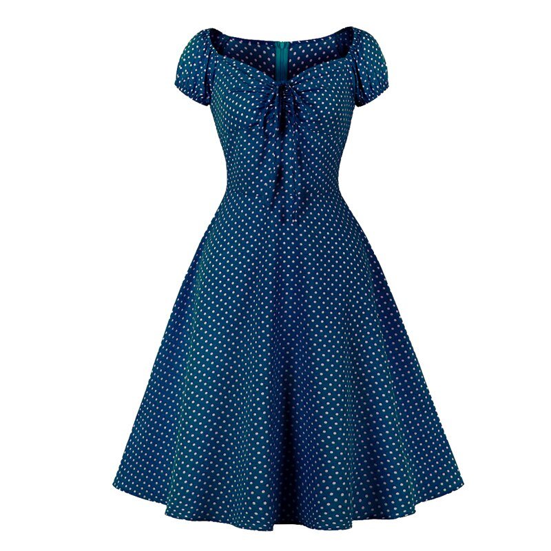 Robe Années 50 Bleu Petits Pois