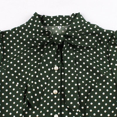 Robe Années 50 Vintage Vert Pois