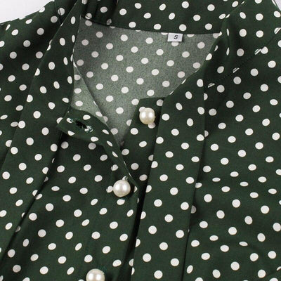 Robe Années 50 Vintage Vert Pois