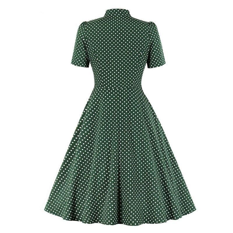 Robe Années 50 Vintage Vert Pois