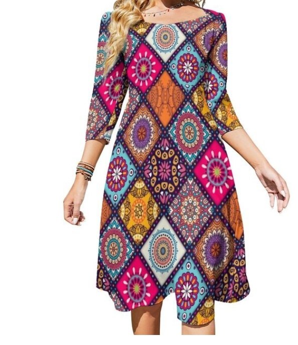 Robe Années 70 Hippie Colorée
