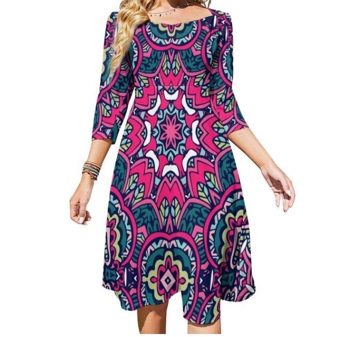 Robe Années 70 Hippie Dos Nu