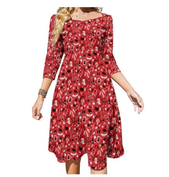 Robe Années 70 Hippie Rouge