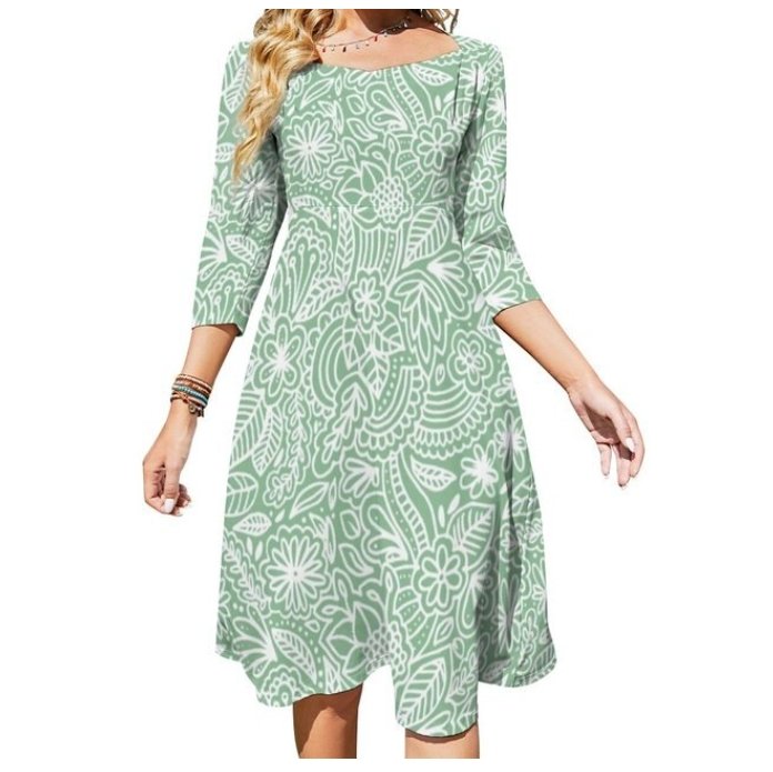 Robe Années 70 Hippie Verte