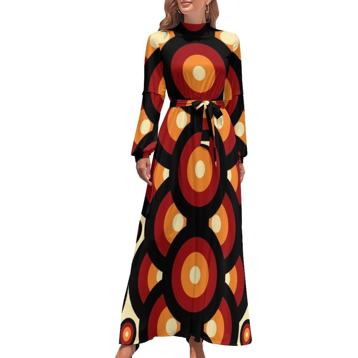 Robe Bicolore Orange et Noire Année 70