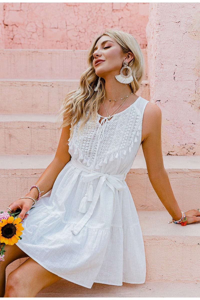 Robe Blanche Vintage Boheme Robes Vintage