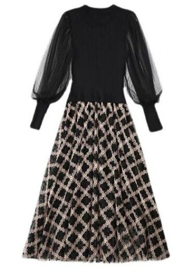 Robe Carreaux Noire Vintage 40s