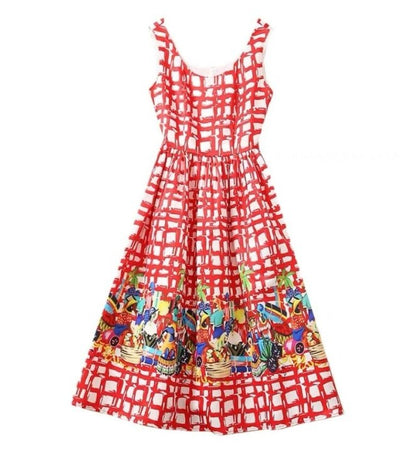 Robe Carreaux Rouge Vintage 40s