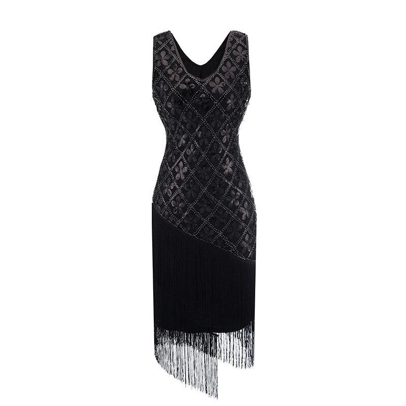 Robe Charleston Année 20 - Noir Intense