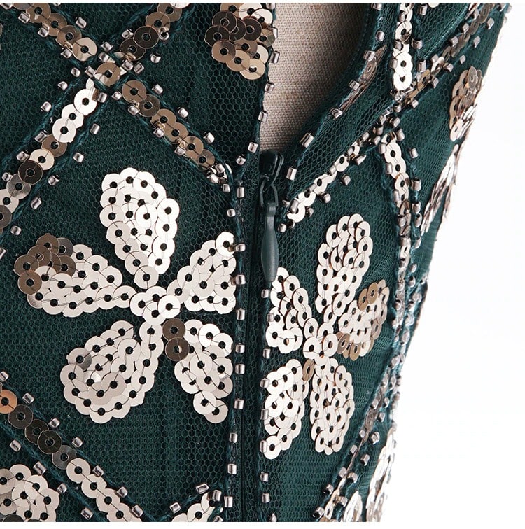 Robe Charleston Année 20 - Vert & Or