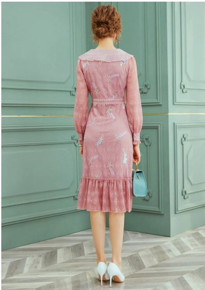 Robe Chic Jazz Année 40 Rose