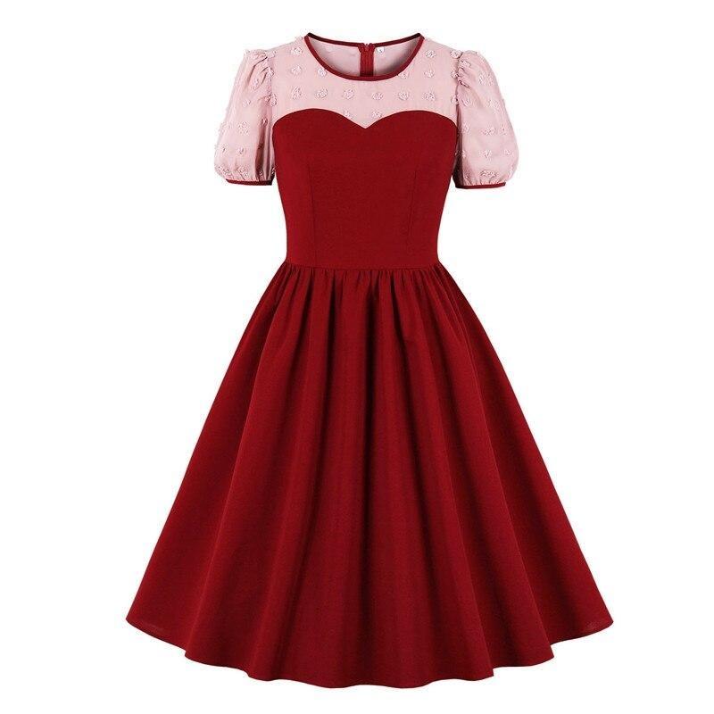 Robe Cocktail Style Année 50 Bordeaux