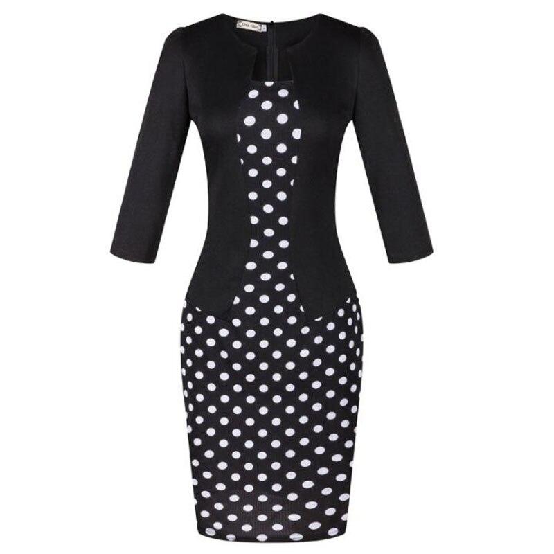 Robe Crayon Année 50 Noir Pois