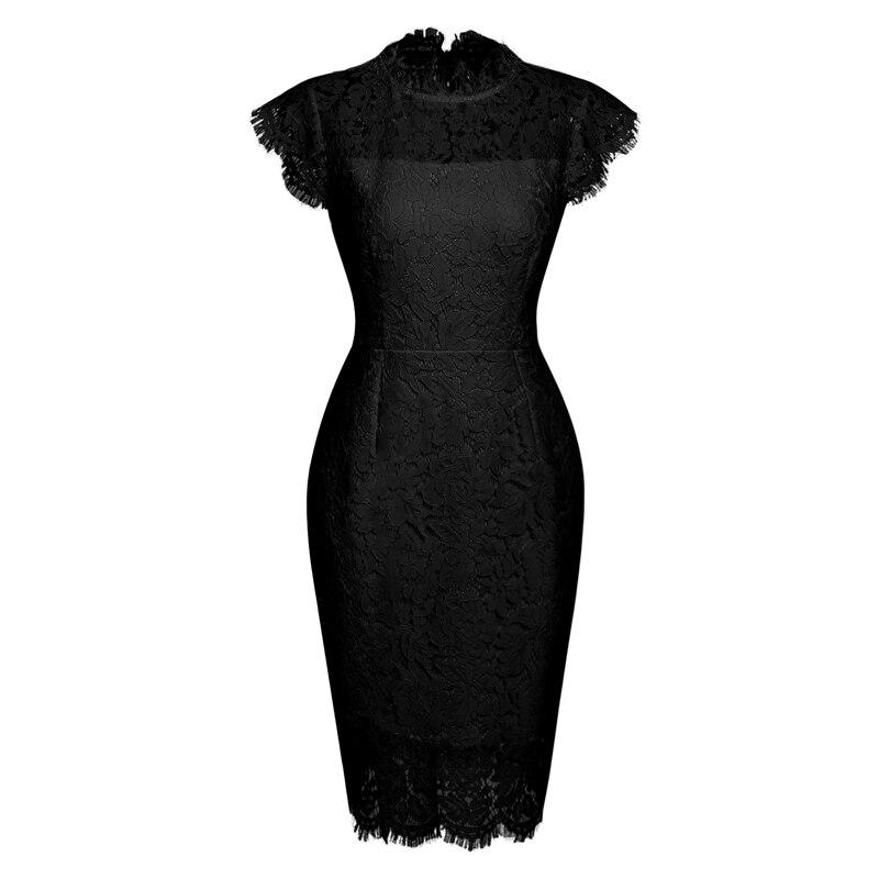 Robe Crayon Dentelle Vintage Noire