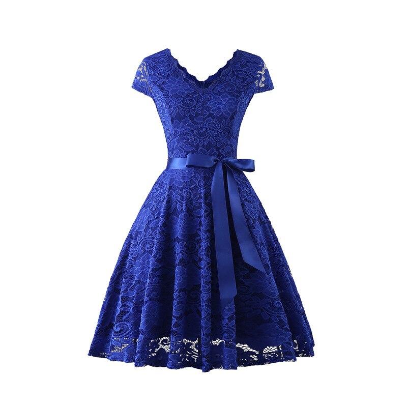 Robe de Soirée des Années 50 Dentelle Bleu