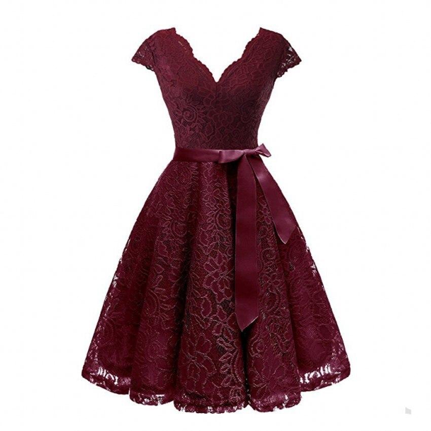 Robe de Soirée des Années 50 Dentelle Bordeaux