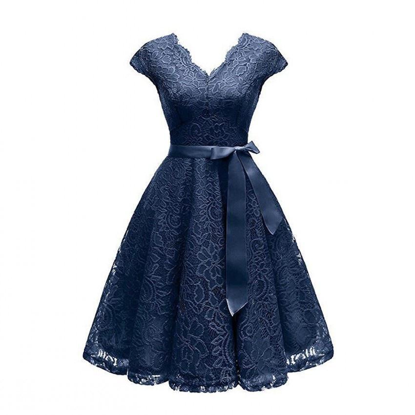 Robe de Soirée des Années 50 Dentelle Marine