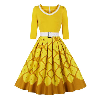 Robe des Années 50 Grande Taille Jaune