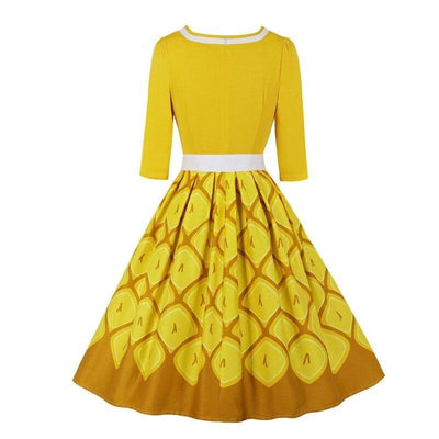 Robe des Années 50 Grande Taille Jaune