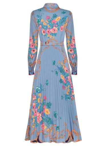 Robe Droite Style Année 40 Bleu
