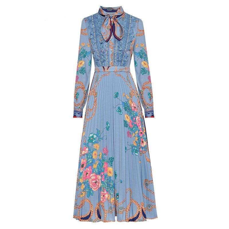 Robe Droite Style Année 40 Bleu