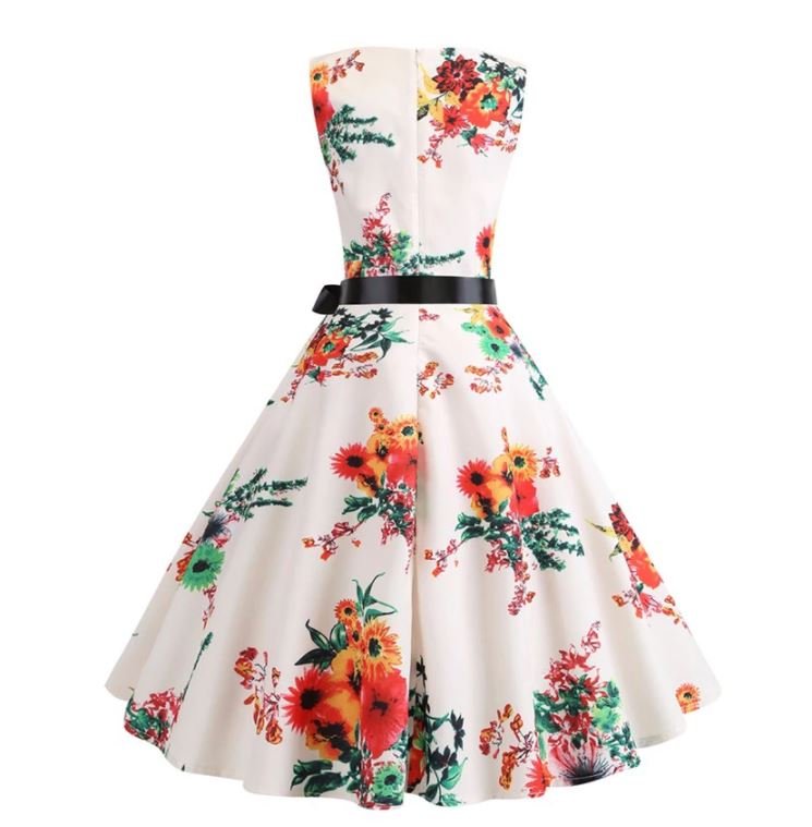 Robe Evasée Vintage Beige et Rose