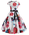 Robe Evasée Vintage Blanche et Rose