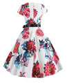 Robe Evasée Vintage Blanche et Rose