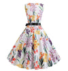 Robe Evasée Vintage Blanche Fleurs Chaudes