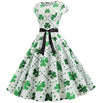 Robe Evasée Vintage Blanche Pois Fleurs