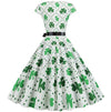 Robe Evasée Vintage Blanche Pois Fleurs